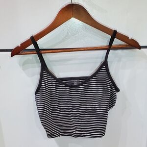SHEIN Black and White Striped Crop Top